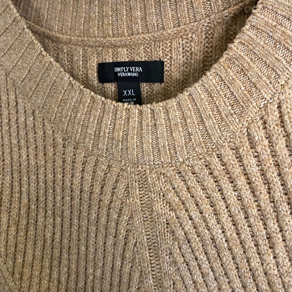 Simply Vera Vera Wang Women’s Camel Ribbed Crewneck Sweater